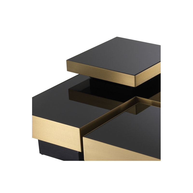 Nio Glass Coffee Table, Brushed Brass