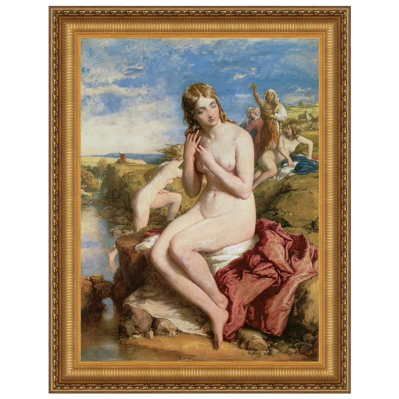 «Bathers Surprise, 1853» par William Mul Ready, reproduction d'art encadrée, H 41,25 po x l 32,25 po x P 1,875 po