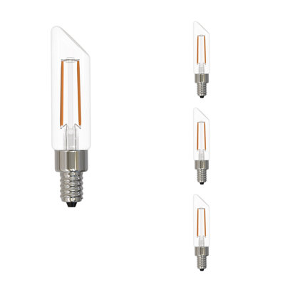 LED Filament Pack of (4) 4.5 Watt Dimmable T6SL Light Bulbs with Candelabra (E12) Base