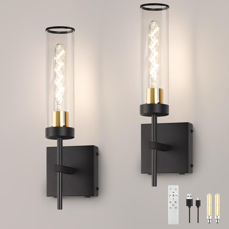 Battery Operated Wall Sconce With Remote Control - 10400Mah Rechargeable Battery, 150 Hours Runtime, Infinitely Dimmable, Wireless Wall Lights For Bedroom, Living Room, Hallway, No Wiring Needed