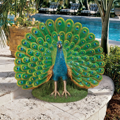 Peacock Animals Weather Resistant UV Resistant Polyresin Garden Statue