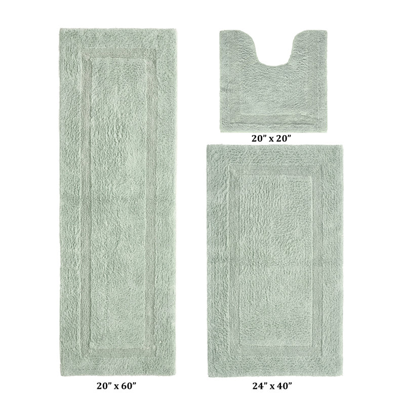 Annerose Premium 100% Cotton 3 Piece Bath Rug Sets, Machine Washable, Super Absorbent & Tufted Weave Reversible Bath Mat for Bathroom, Shower, and Tub, Oeko-Tex Certified Bathroom Rugs