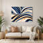 Art mural horizontal horizontal rayé crème en métal beige marine-1908840837