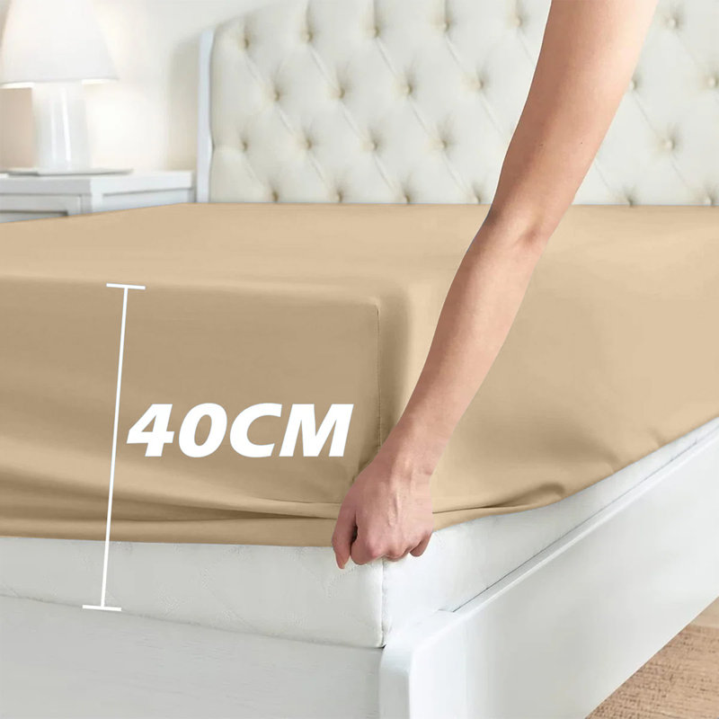 Ultra Soft 200 Thread Count Microfiber Fitted Sheet, Single (3'), Beige
