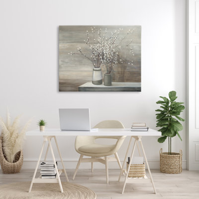 Nature morte « Pussy Willow » - peinture sur bois
