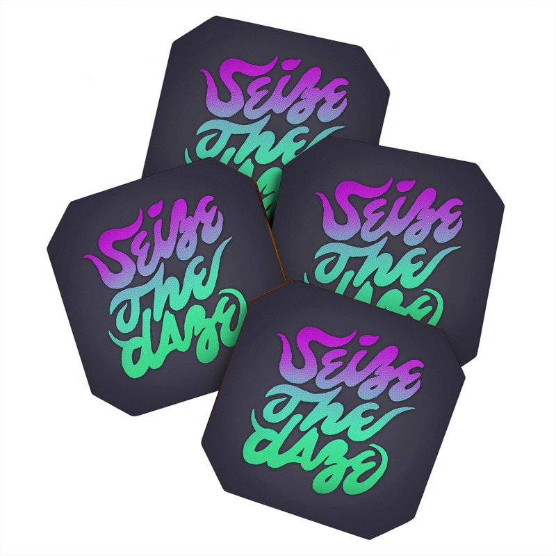 Wood 4 Piece Coaster Set