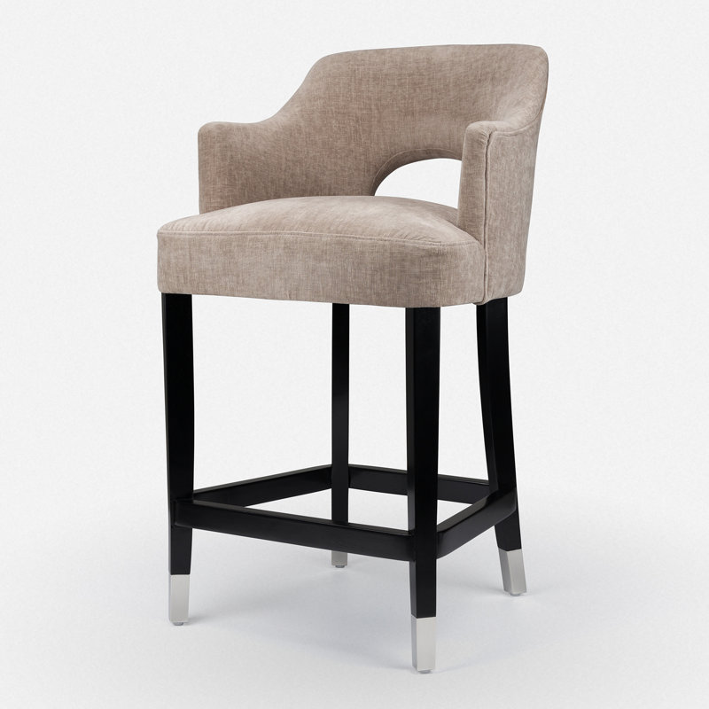 Upholstered Wooden Frame Bar Stool, Brown