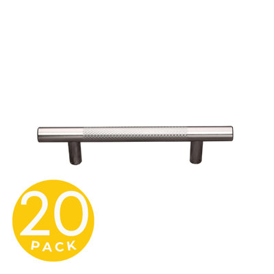 Poignée d'armoire moderne en nickel satiné texturé de centre-à-centre de 3-3 / 4 po (96 mm) Delta Series (paquet de 20)