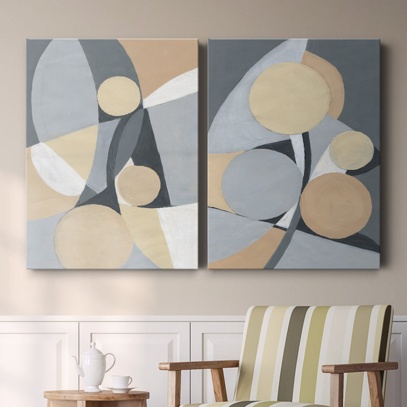 " Millenium I " 2 - Pieces, No Mat, 40" H x 30" W x 1" D, Wrapped Canvas