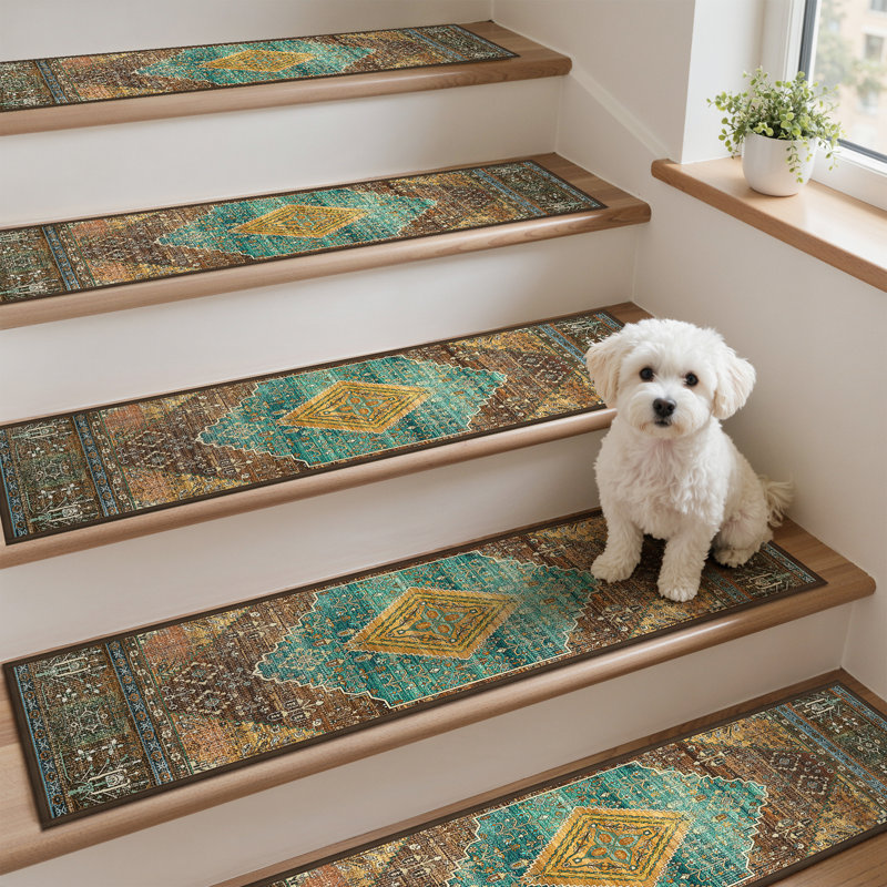 Tapis antidérapant antidérapant, Ambre / cyan, 15 pièces incluses