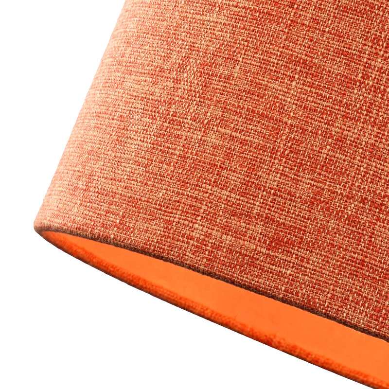 20cm H Linen Drum Lamp Shade ( Screw On ), Sleek Orange