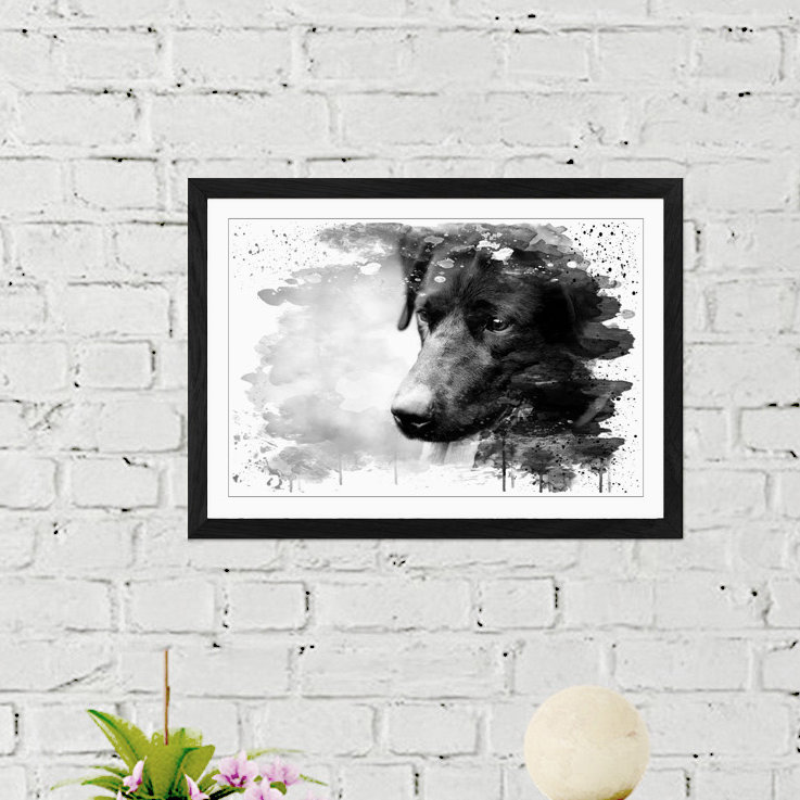 Black Labrador Dog - Wall Art, 45cm H x 62cm W, Framed Picture