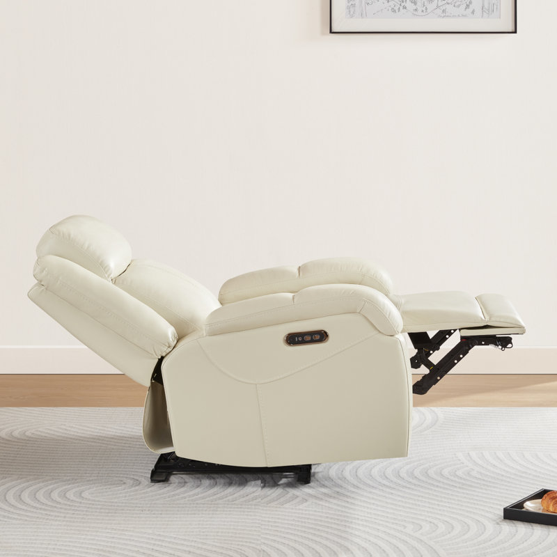 Fauteuil inclinable électrique Zachery, Cuir véritable crème