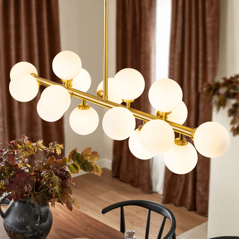 Broghan 16 - Light Kitchen Island Pendant, Gold, White