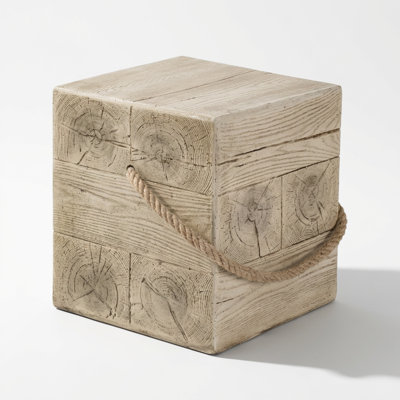 Rustic Square Side Table with Braided Accent for Indoor and Outdoor Décor