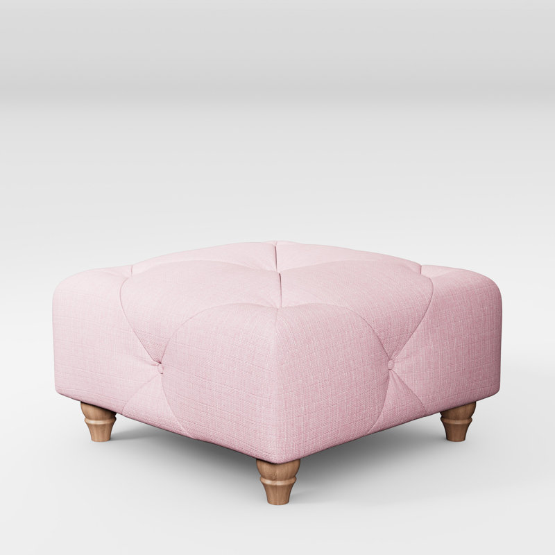 Ellrich 65cm Wide Tufted Rectangle No Pattern Footstool Ottoman, Pink, Walnut