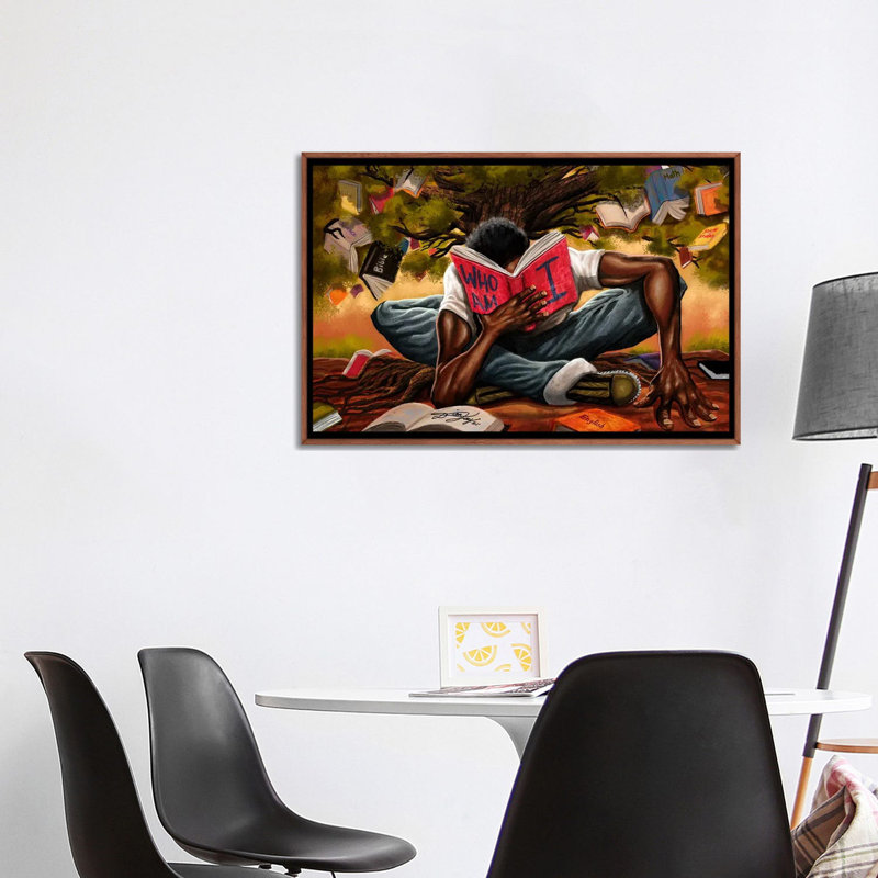 Arbre de la connaissance sur toile par DionJa'y, Impression encadrée, H 32 po x l 48 po, Bois classique