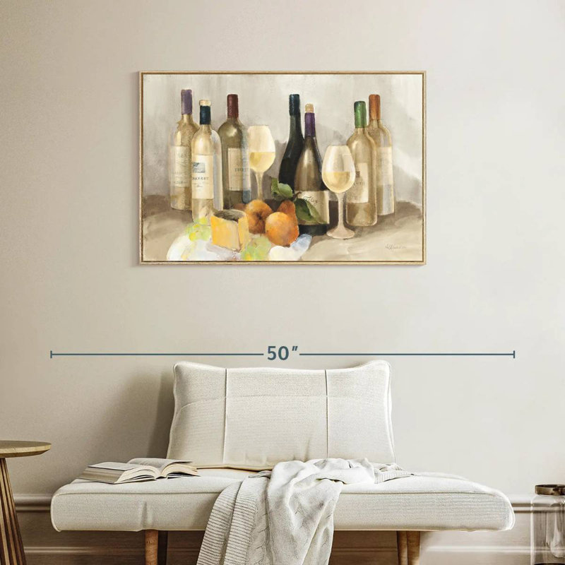 Vin et fruit II - lumière, Cadre flottant en bois naturel, 37 po x 25 po
