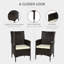 Outsunny 2 Pieces Outdoor PE Rattan Dining Chairs Set Cushion Coffee