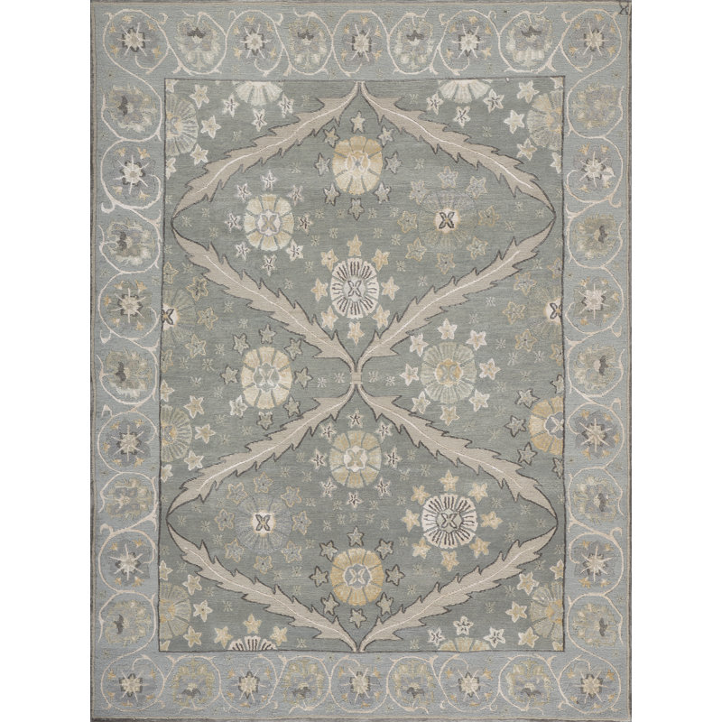 Arcadia Oriental Area Rug in Frost/Cream/Pewter/Soft Blue, Rectangle 6' x 9'
