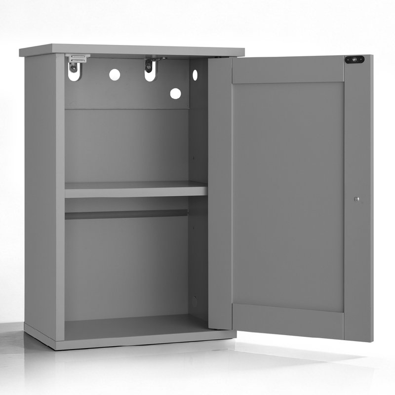 Gray Bathroom Wall Cabinet 1 Door 1 Shelf, Gray