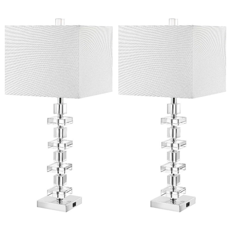 Ensemble de lampes de table en cristal avec port de charge USB et ampoules à DEL écoénergétiques incluses