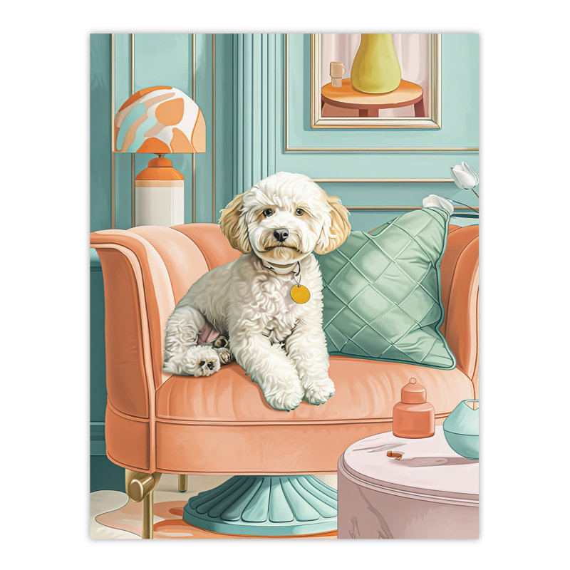 Wall Art Print Cockapoo Dog Lover Armchair Pet Portrait Poster