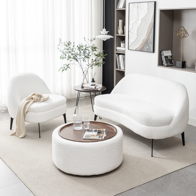 Ensemble de salon 3 pièces Bula, Polyester blanc