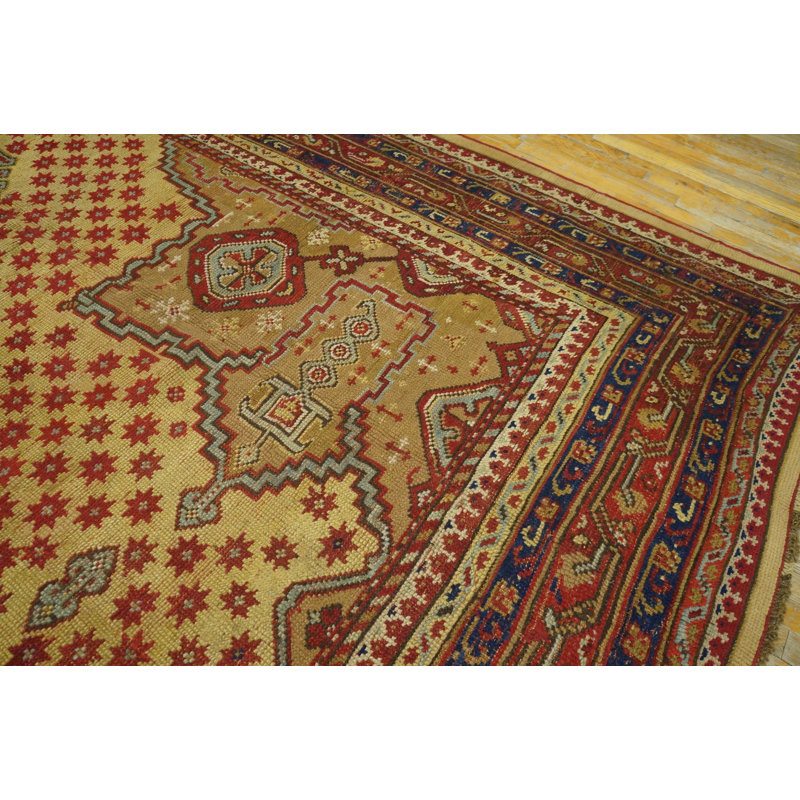 Tapis Oushak turc antique à motif de médaillon unique