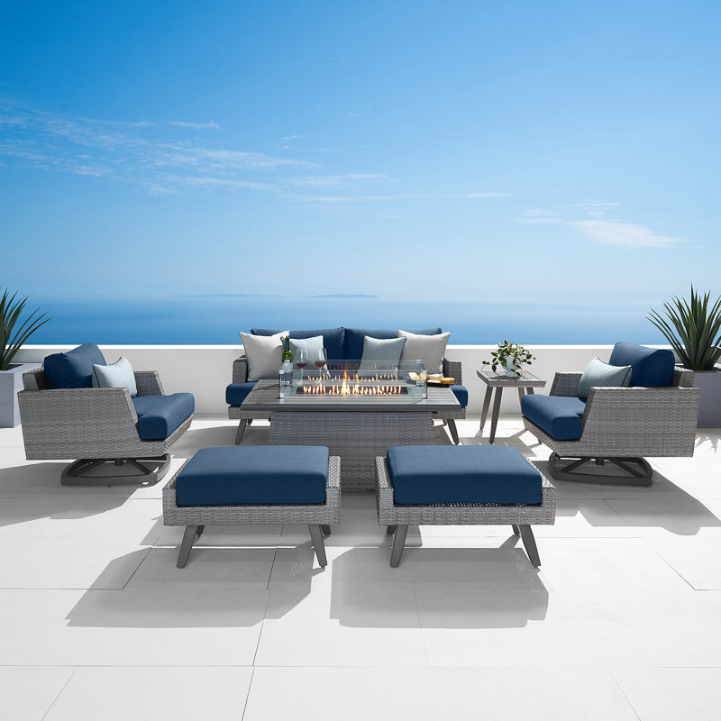 Ehrenfried Premium All-Weather Wicker 5 - Person Patio Conversation Set with Sunbrella® Cushions