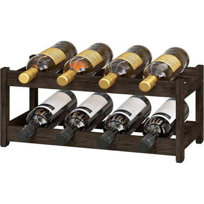 Wine Rack Freestanding 8 Bottle 2 Tier Bamboo Wine Racks ...