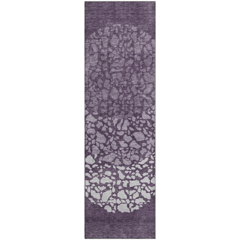 Tapis aubergine Cerrito lavable à la machine de qualité supérieure, Tapis de couloir 2 pi 3 po x 7 pi 6 po