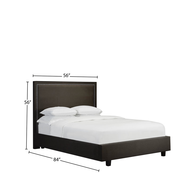 Lit plateforme tapissier avec rangement Strader, Double, Cuir - Espresso
