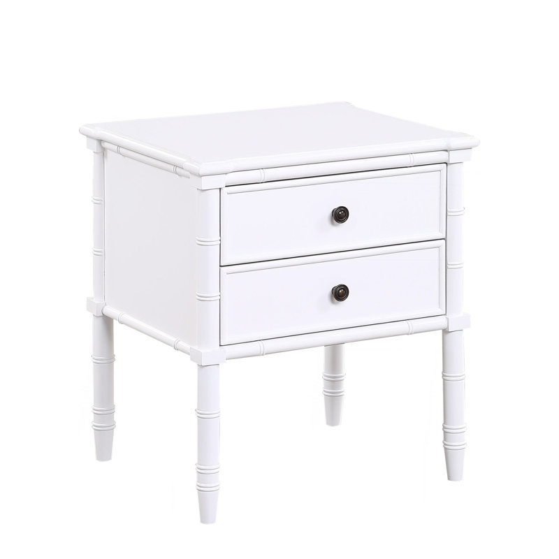 Table de chevet 2 tiroirs Emmett, Blanc