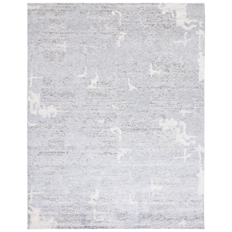 Tapis gris anthracite en viscose / lin / coton noué à la main Burbage, Rectangle 9 pi x 12 pi