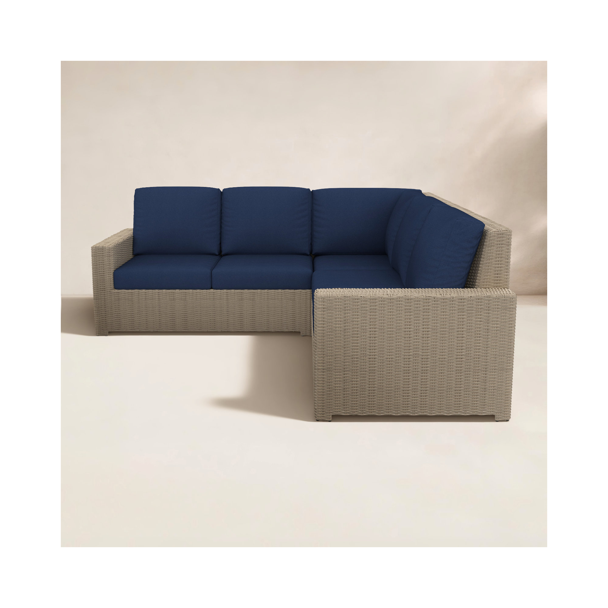 Henri Outdoor Patio Sectional With Sunbrella Cushions, Canvas Navy