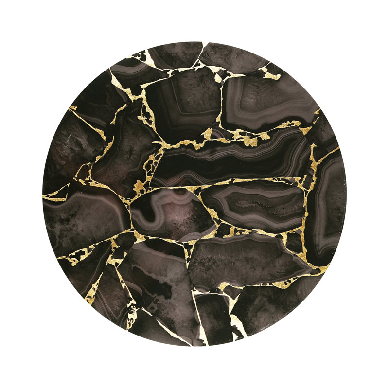 Stone Lacquer Placemat in Round, Black