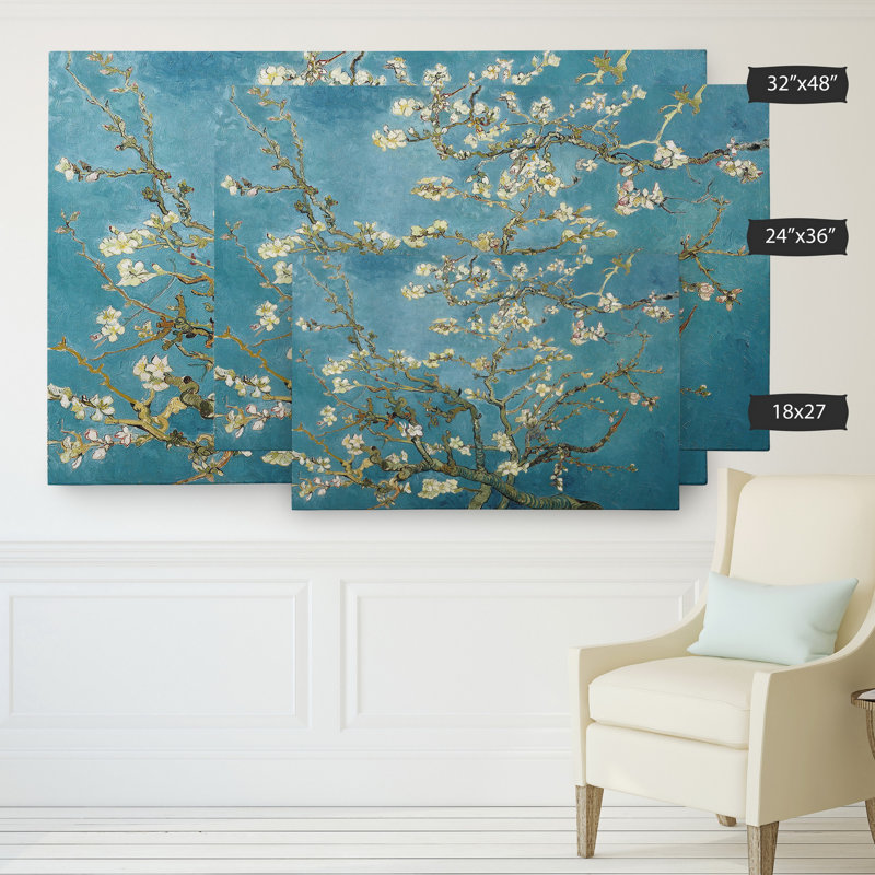 " Almond Blossom " by Vincent Van Gogh Painting Print, 24" H x 36" W x 1.5" D