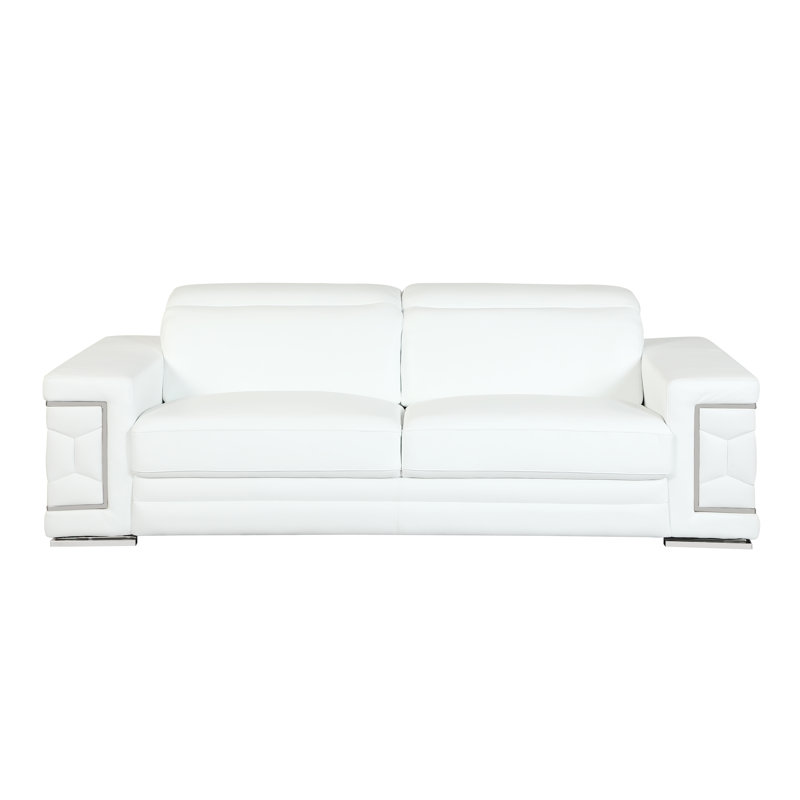 Canapé en cuir Modern, White Leather, Blanc