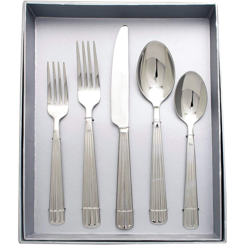 Ensemble de couverts 20 pièces en acier inoxydable pour 4, 18/8 couverts polis miroir Comprend couteaux, fourchettes, cuillères, cuillères à café et fourchettes à salade, va au lave-vaisselle