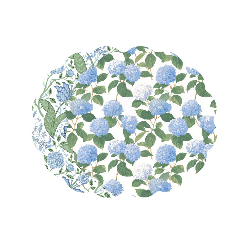 Vida Faux Leather Round Placemats, Abstract, Blue/Green