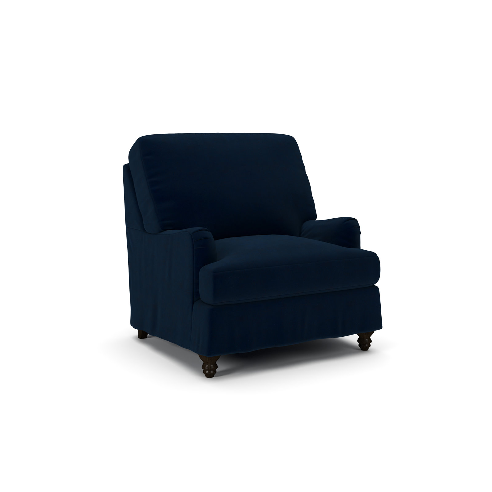 Walters Upholstered Armchair, Bella Ink Blue Performance Velvet