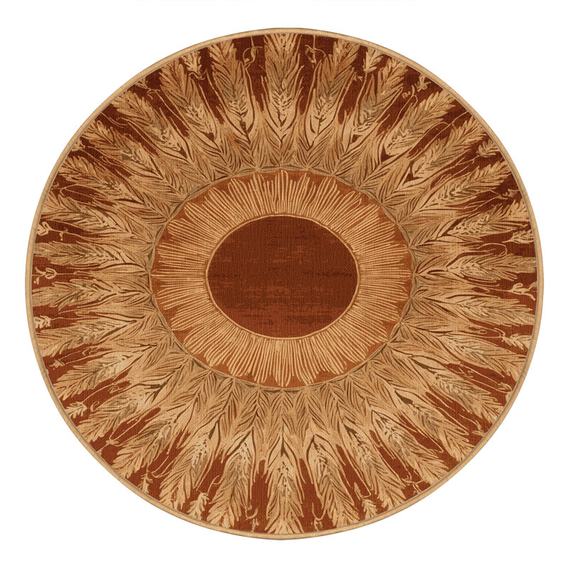 Tapis brun lavable à la machine, Rond 5 pi