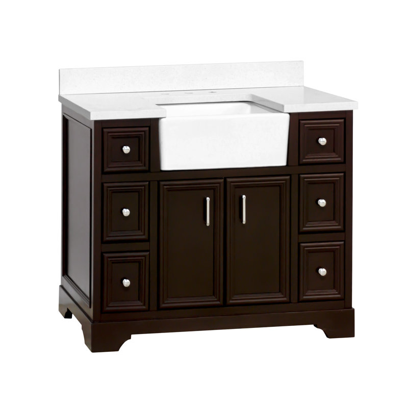 Ensemble de meuble-lavabo simple 42 po Emiliano, Chocolat, Quartz