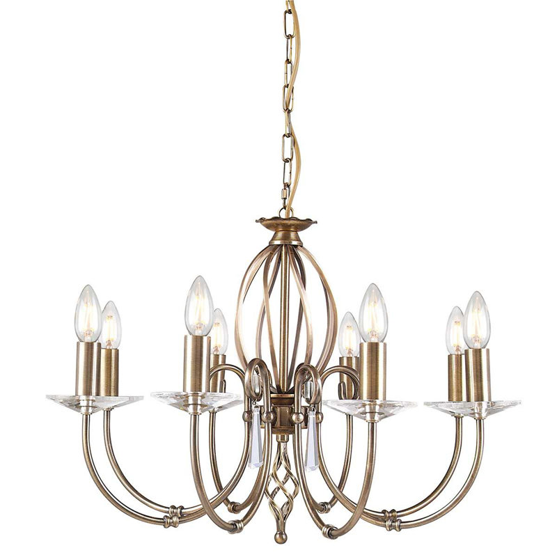 Vosburgh 8 - Light Candle Style Chandelier, Aged Brass