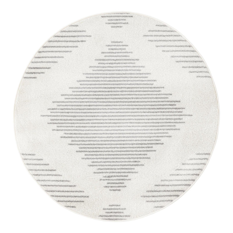 Tapis gris et ivoire Cohutta, Rond 4 pi 1 po