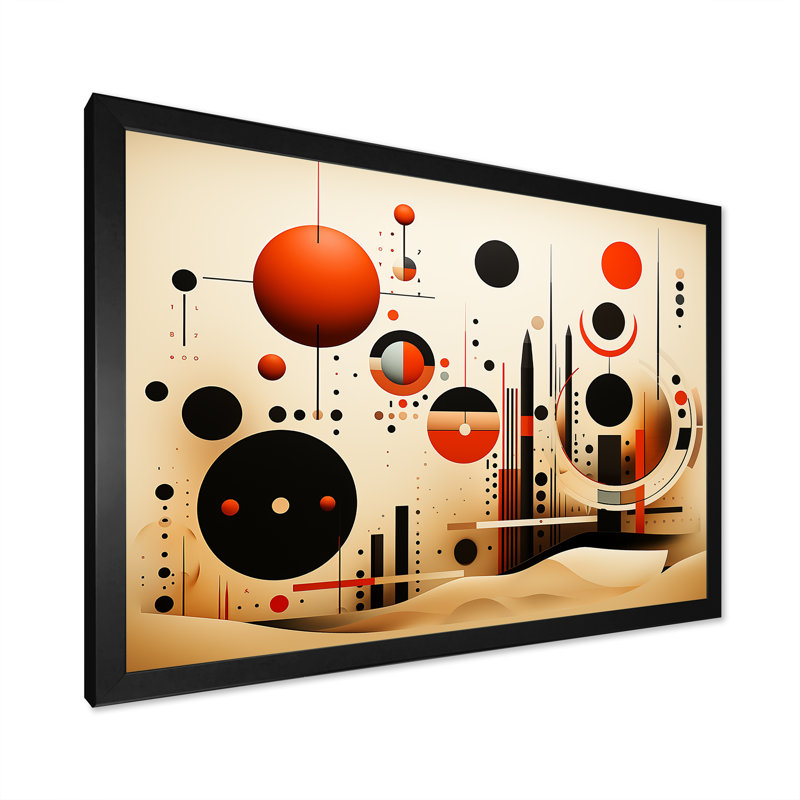 «Echoing Ellipse Beige», art mural géométrique, H 16 po x l 32 po x P 1 po, Cadre d'angle fermé noir