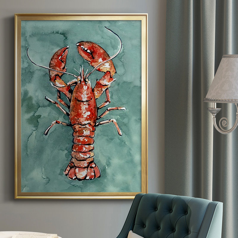 Aquatic Lobster I, reproduction d'art encadrée, Or, H 42,5 po x l 30,5 po x P 1,25 po