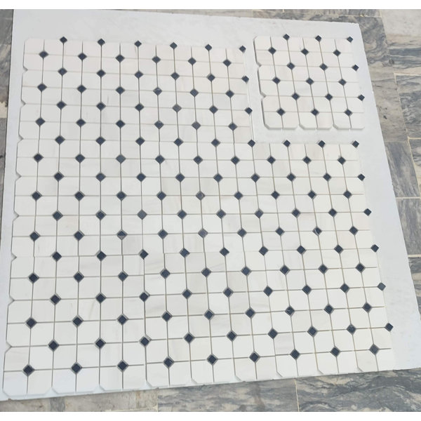 2" HEX BIANCO DOLOMITE W/ BLACK HONED