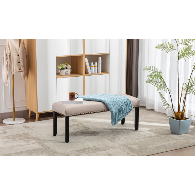 Aldrik Modern Upholstered Bench for Entryway and Bedroom, Cream